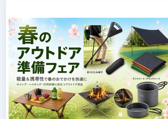 春のアウトドア企画のメインビジュアル案